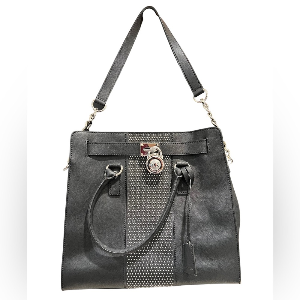 Michael Kors Hamilton Large Satchel Micro
Stud 2 way-strap Tote Bag Black EUC!